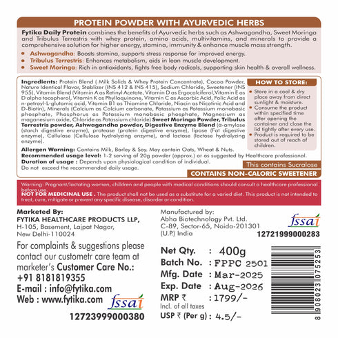 Fytika Healthcare Products Fytika Daily Protein Powder Chocolate Flavour