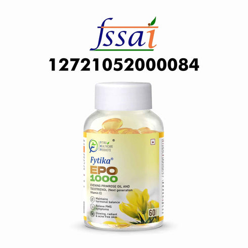 Fytika Healthcare Products Fytika Evening Primrose Oil EPO 1000 MG Promotes Hormonal Balance Radiant Skin Relieves PMS 60 Softgels