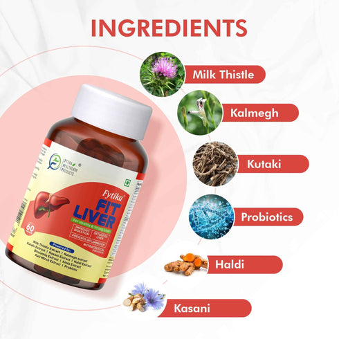 Fytika Healthcare Products Fytika Fit Liver Liver Detox Supplement Liver Detox with Milk Thistle Kalmegh Kutaki Kasani Haldi For Men & Women Pack of 2 120 Tabs