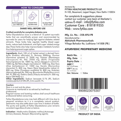 Fytika Healthcare Products Fytika Glycobalance Juice