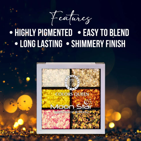Colors Queen Moon Star Glitter Eyeshadow | 15 Gram
