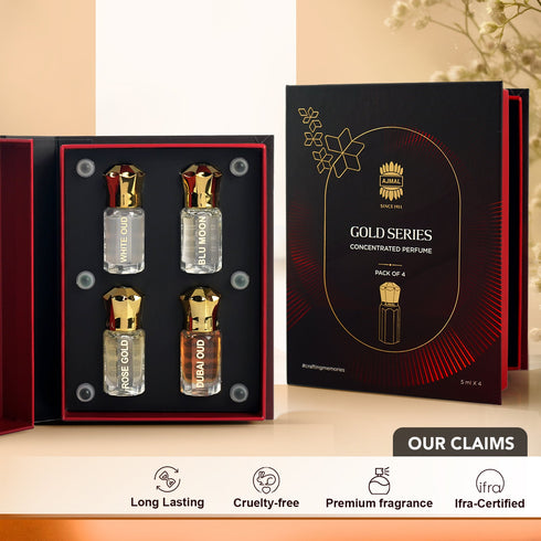 Ajmal Perfumes India GOLD Non-Alcoholic Attar Giftpack for Unisex