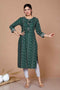 Miravan WomenS Rayon Bandhani Print Straight Kurti Green