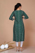 Miravan WomenS Rayon Bandhani Print Straight Kurti Green