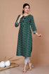 Miravan WomenS Rayon Bandhani Print Straight Kurti Green