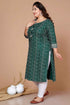 Miravan WomenS Plus Size Rayon Bandhani Print Straight Kurta Green