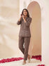 Miravan Womens Grey Embroidered Kurta with palazzo Set