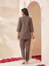 Miravan Womens Grey Embroidered Kurta with palazzo Set