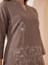 Miravan Womens Grey Embroidered Kurta with palazzo Set