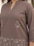 Miravan Womens Grey Embroidered Kurta with palazzo Set