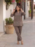 Miravan Womens Plus Size Grey Embroidered Kurta with palazzo Set
