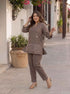 Miravan Womens Plus Size Grey Embroidered Kurta with palazzo Set