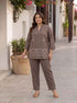 Miravan Womens Plus Size Grey Embroidered Kurta with palazzo Set