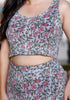 Miravan Womens Grey Floral Printed Crop Top And Skirt Co Ord Set