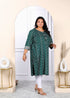 Miravan Womens Plus Size Rayon Green Bandhani Printed Straight Kurti