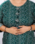 Miravan Womens Plus Size Rayon Green Bandhani Printed Straight Kurti