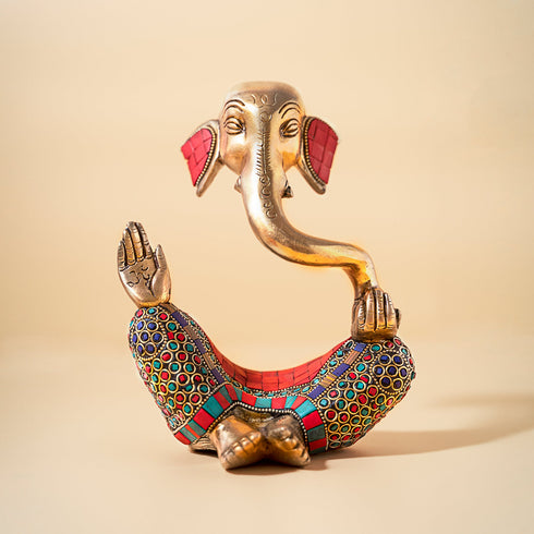 Samskara Home Gajanana Mosaic Brass Idol