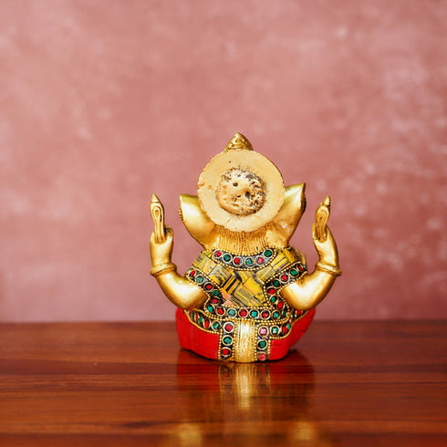 CREATUNIQ Ganesha Brass Idol 5" with Antique Polish