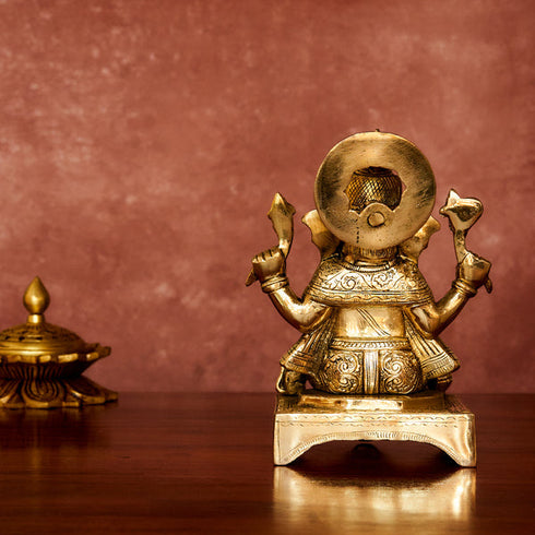 CREATUNIQ Ganesha Brass Idol with Antique Polish