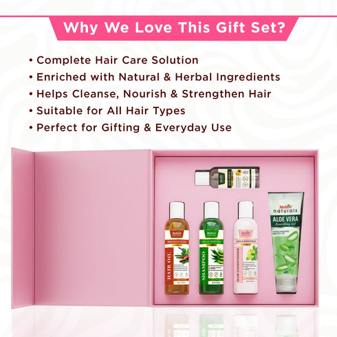 Multani Pharmaceuticals Limited Multani Naturals Perfect Hair Care Gift Set for Every Occasion Neem & Aloevera Shampoo Amla & Bhringraj Conditioner Shikakai & Tulsi Hair Oil Aloe Vera Gel Hair Serum