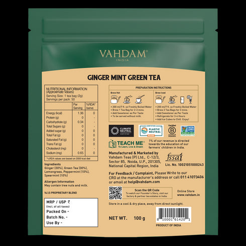 Vahdam Tea Ginger Mint Green Tea