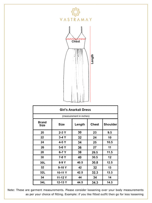 Vastramay Girl's Green Ethnic Printed Long Dress