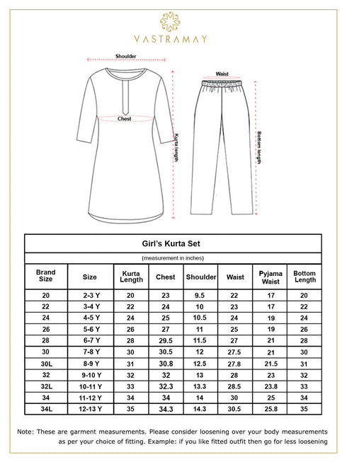 Vastramay Girls' Mustard And Cream Linen Kurta And Patiala Set