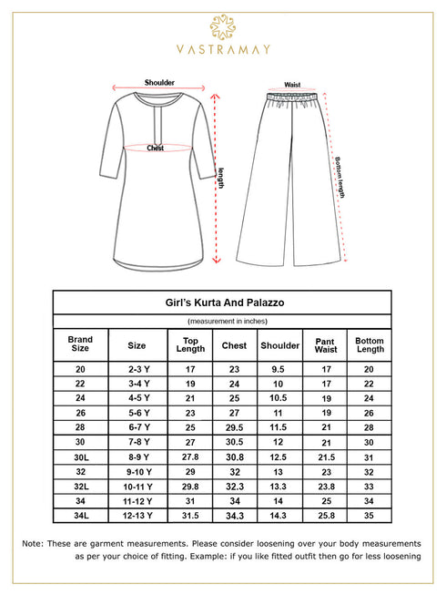 VASTRAMAY Girls Red kurta and Palazzo Pant Dupatta Set