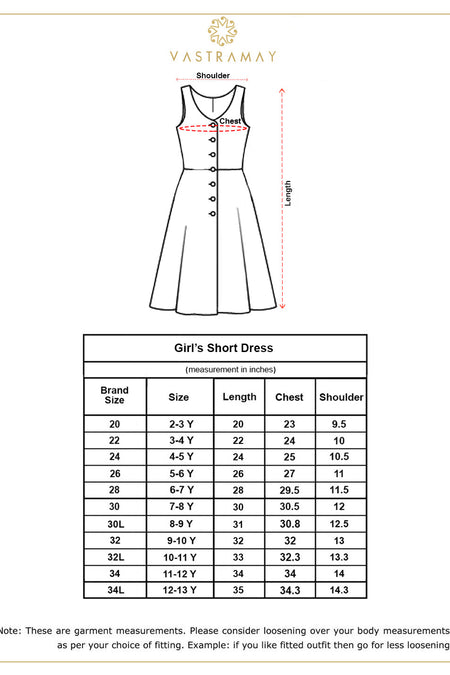 VASTRAMAY Girl's White Mirror Kurta