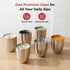 Vinod Stainless Steel Vento Glass Set of 6 300 ml Highest Grade Steel Mirror Finish Rust Free Easy to Clean and Dishwasher Safe