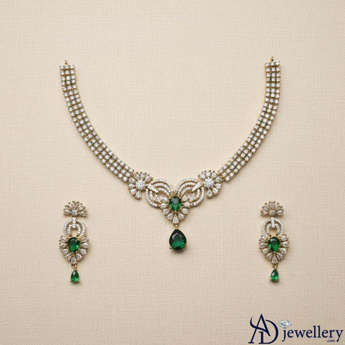 Glistening Ruby Leaf Necklace Set
