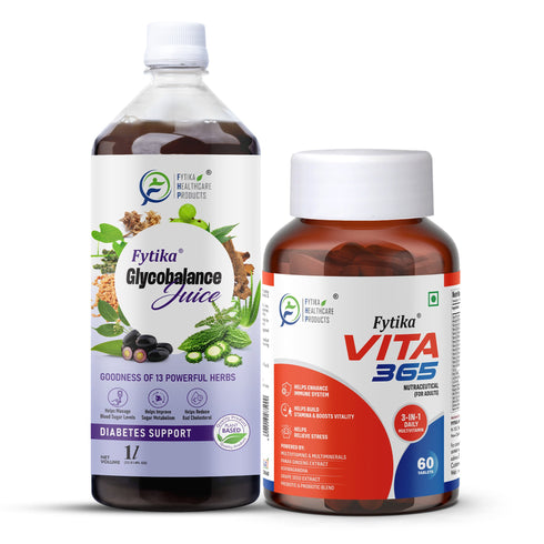 Fytika Healthcare Products Fytika Glycobalance Juice with Vita 365 Tablets Ayurvedic Combo for Blood Sugar Control Immunity Energy & Daily Vitality