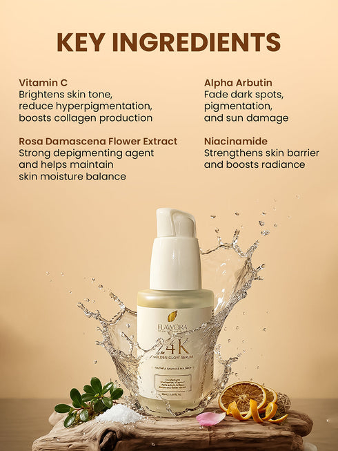 Flawora's 24K Skin Brightening Gold Serum