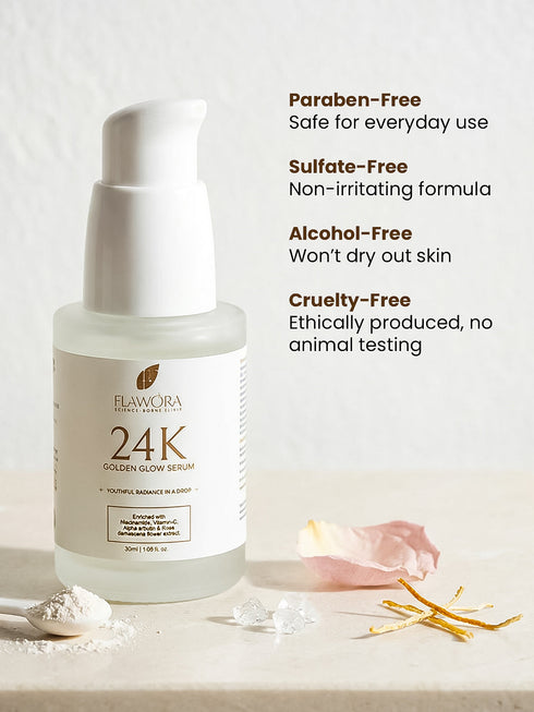 Flawora's 24K Skin Brightening Gold Serum