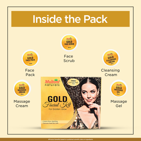 Multani Pharmaceuticals Limited Multani Naturals Gold Facial Kit Contains For Instant Glow & Removes Dead Skin Cells
