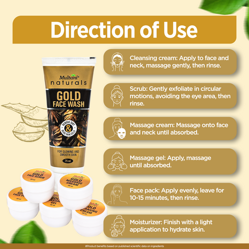 Multani Pharmaceuticals Limited Multani Naturals Gold Facial Kit Contains For Instant Glow & Removes Dead Skin Cells