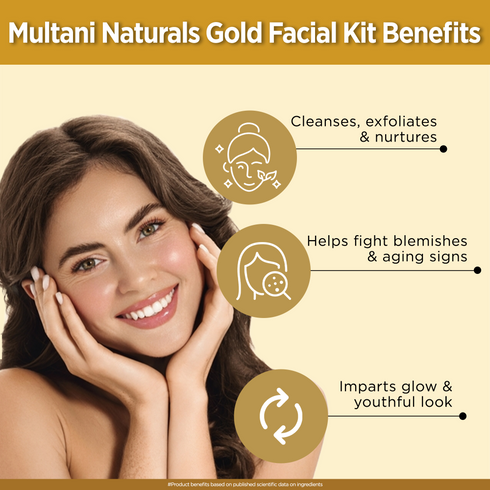 Multani Pharmaceuticals Limited Multani Naturals Gold Facial Kit Contains For Instant Glow & Removes Dead Skin Cells