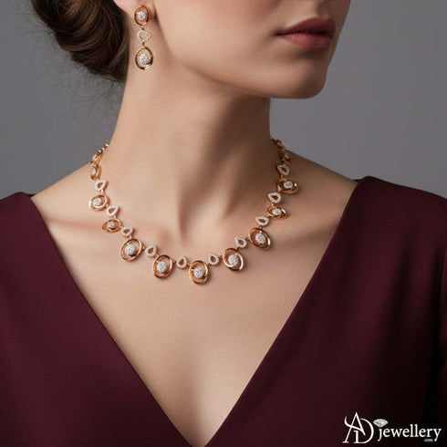 Golden Aura Cascade Necklace Set