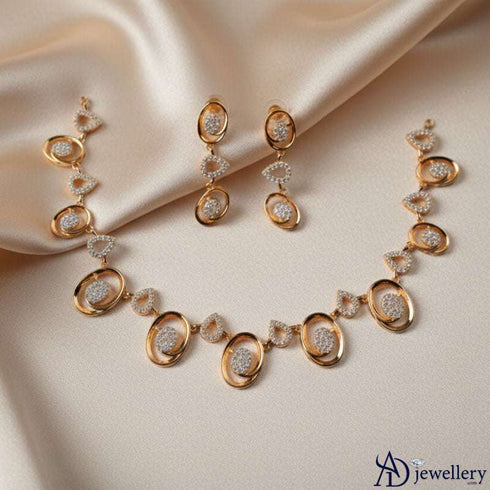 Golden Aura Cascade Necklace Set