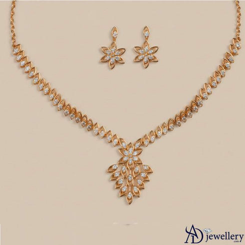 Golden Blossom Cascade Necklace Set