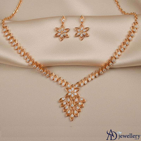 Golden Blossom Cascade Necklace Set