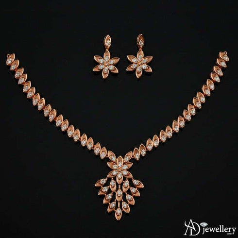 Golden Blossom Cascade Necklace Set