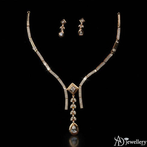 Golden Cascade Elegance Necklace Set