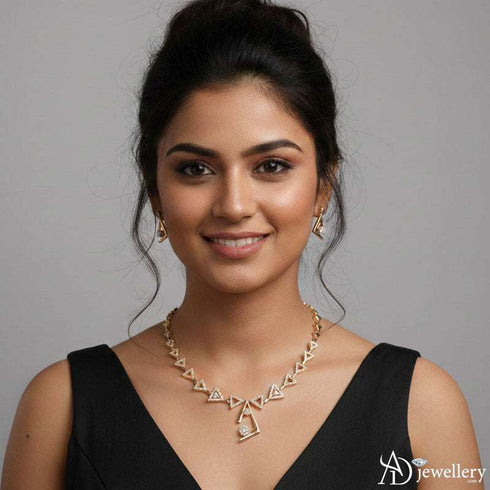 Golden Geometric Grace Necklace Set