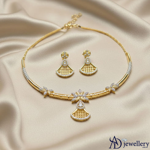 Golden Lattice Drop Necklace Set