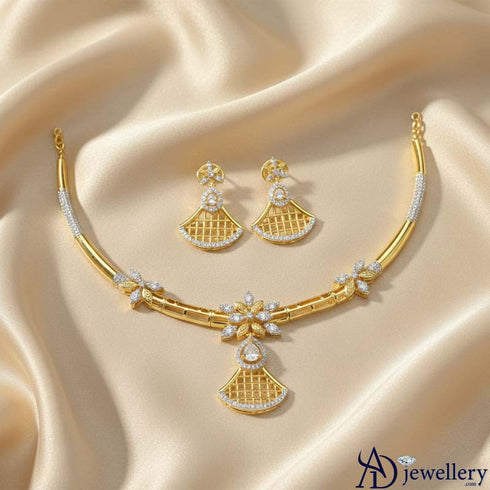 Golden Lattice Drop Necklace Set