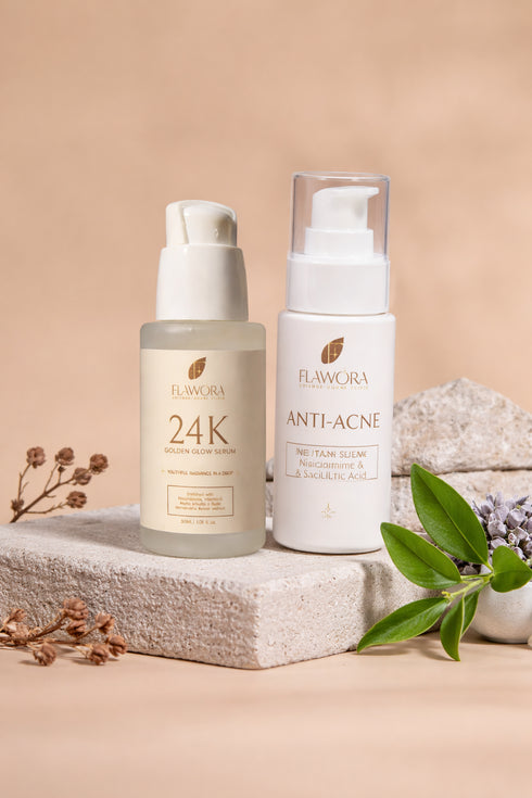 Flawora's 24k Gold + Anti Acne Serum - Combo