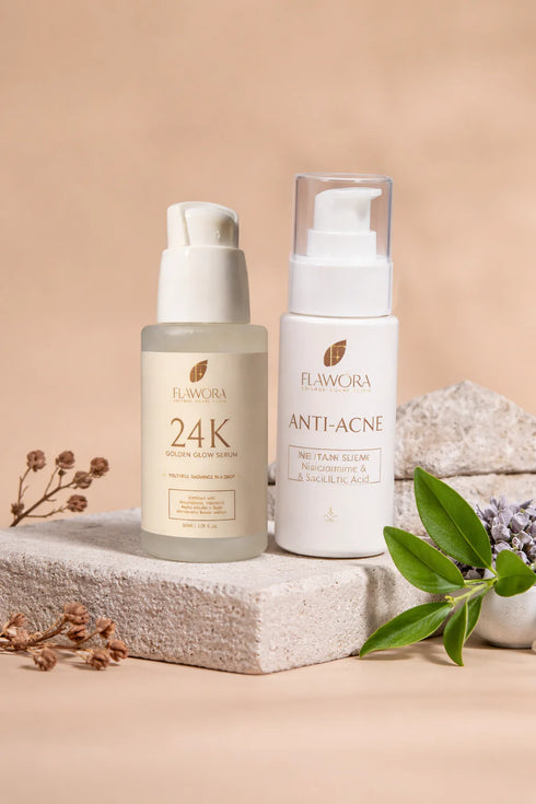 Flawora 24k Gold + Anti Acne Serum - Combo