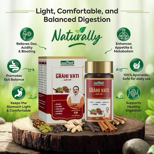 Jeena Sikho Grahi Vati Ayurvedic Digestive Support Tablets for Gas and Bloating