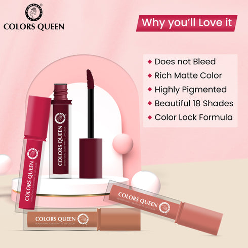 Colors Queen Sensational Liquid Matte Lipstick - Smooth Shades